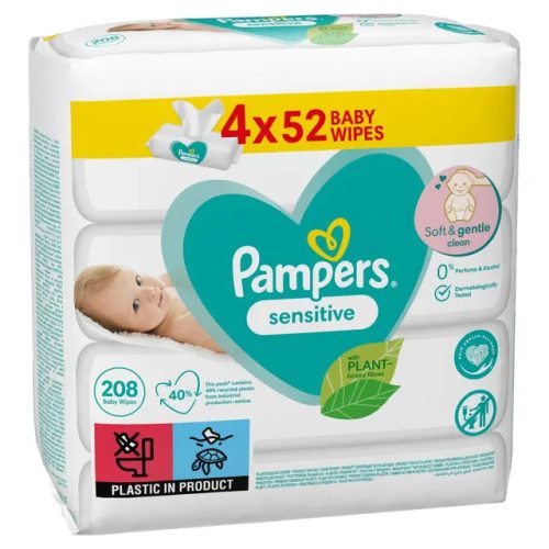 Pampers törlőkendő 4x52db Sensitive