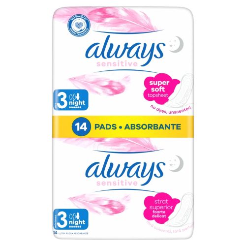 Always Sensitive Ultra Night intim betét - 14 db