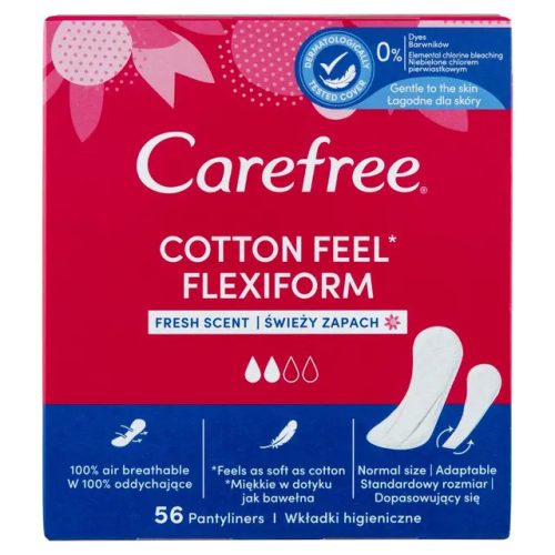 Carefree tisztasági betét Cotton Flexiform Fresh 56db