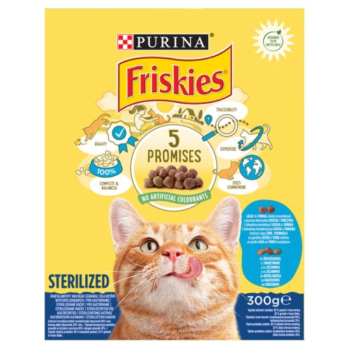 Friskies száraz macskaeledel 300 g ivartalanított macskáknak, lazaccal