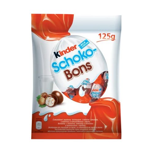 Kinder Schoko-Bons tejcsokoládé bonbonok tejes krémmel és mogyoródarabkákkal töltve 125 g