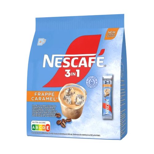 Nescafé 3in1 Frappé Caramel karamell ízű azonnal oldódó kávéspecialitás 8 x 15 g (120 g)